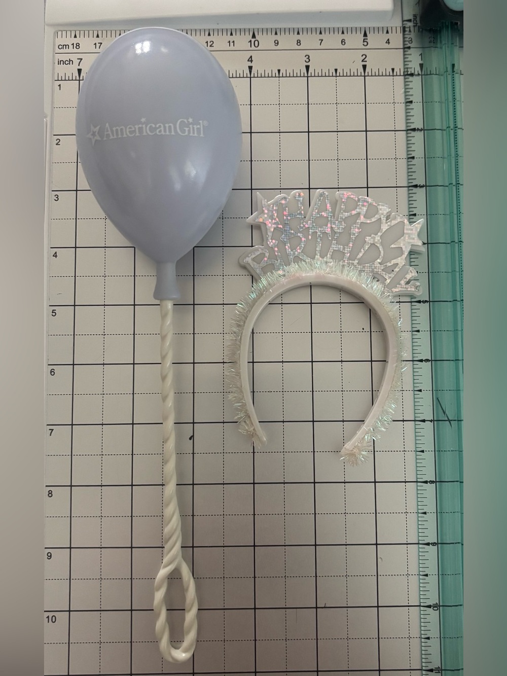 American Girl doll white birthday crown & balloon retired 18” doll accessories